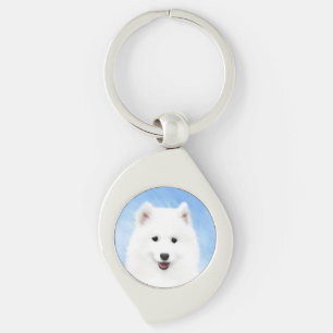 Porte-clés Peinture Samoyed Puppy - Jolie Art Original Chien