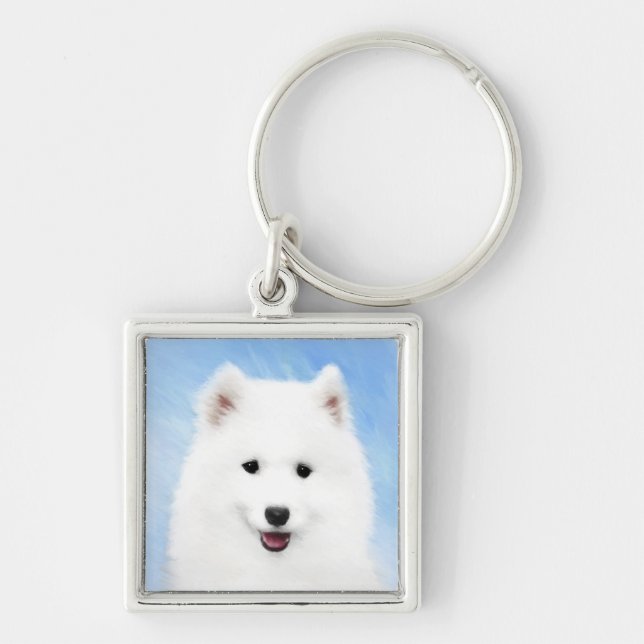 Porte-clés Peinture Samoyed Puppy - Jolie Art Original Chien (Devant)