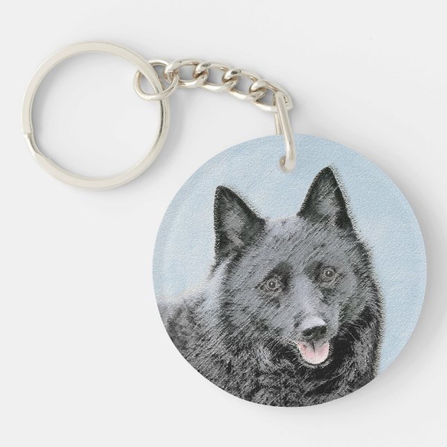 Porte-clés Peinture Schipperke - Cute Original Chien Art (Devant)