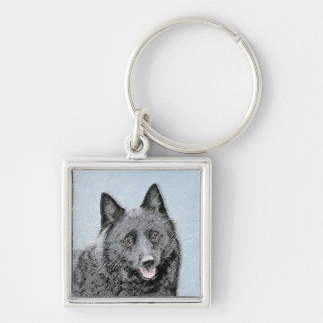 Porte-clés Peinture Schipperke - Cute Original Chien Art (Devant)