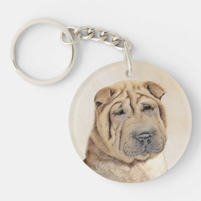 Porte-clés Peinture Shar Pei - Cute Original Chien Art (Devant)