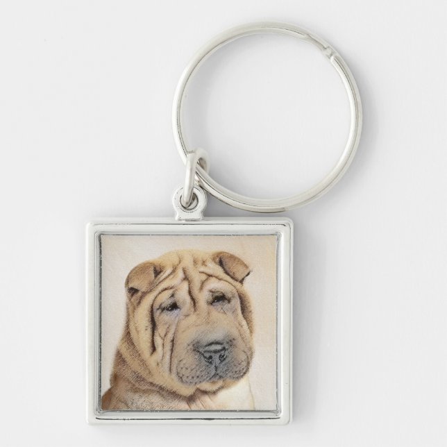 Porte-clés Peinture Shar Pei - Cute Original Chien Art (Devant)