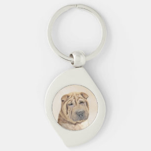 Porte-clés Peinture Shar Pei - Cute Original Chien Art