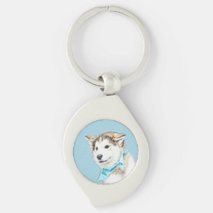 Porte-clés Peinture Sibérienne Husky Puppy - Art Chien origin