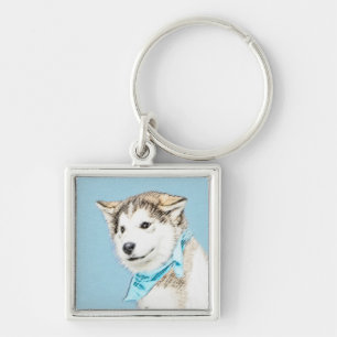 Porte-clés Peinture Sibérienne Husky Puppy - Art Chien origin