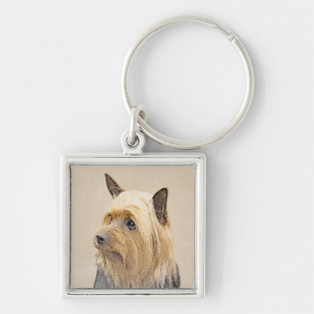 Porte-clés Peinture Silky Terrier - Cute Original Chien Art (Devant)