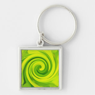 Porte-clés Peinture super Abstraite à la spirale verte