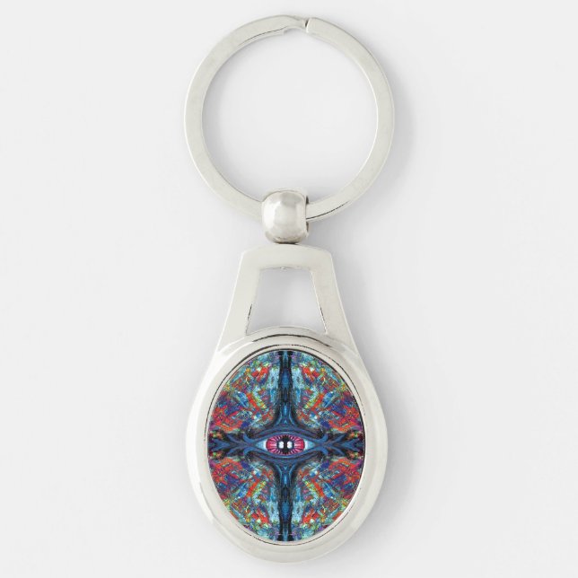 Porte-clés Peinture torsadée et trippée bleu (Devant)