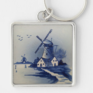 Porte-clés Peinture vintage en Delft bleu et blanc