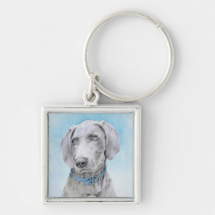 Porte-clés Peinture Weimaraner - Joli art original chien