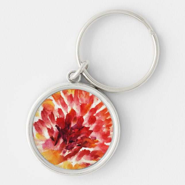 Porte-clés Peintures florales abstraites 5 d'aquarelle (Devant)