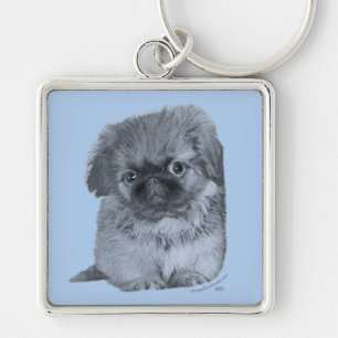 Porte-clés Pekingese Puppy Blue