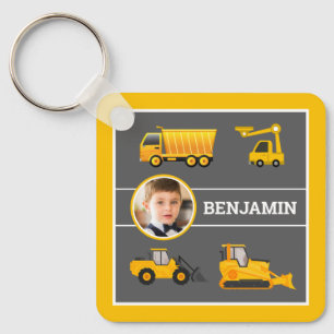 Porte-clés Pelle à benne Camion de construction Photo Enfants