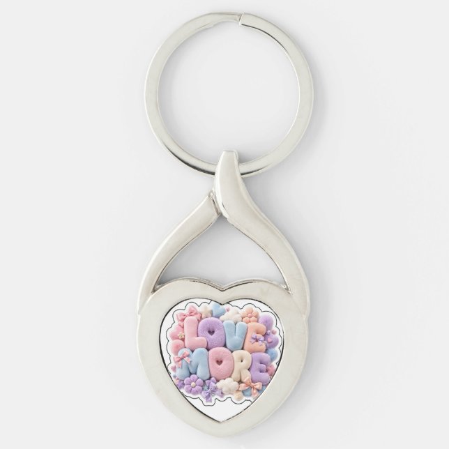 Porte-clés Peluche Pastel "AMOUR EN PLUS" 3D  (Devant)