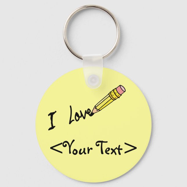 Porte-clés PENCIL PERSONNALISÉ ÉCRIRE I LOVE,<Your Text> (Recto)