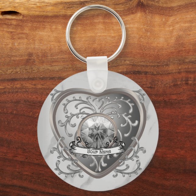Porte-clés Pendentif clé coeur de fée bijou argenté  (Recto)