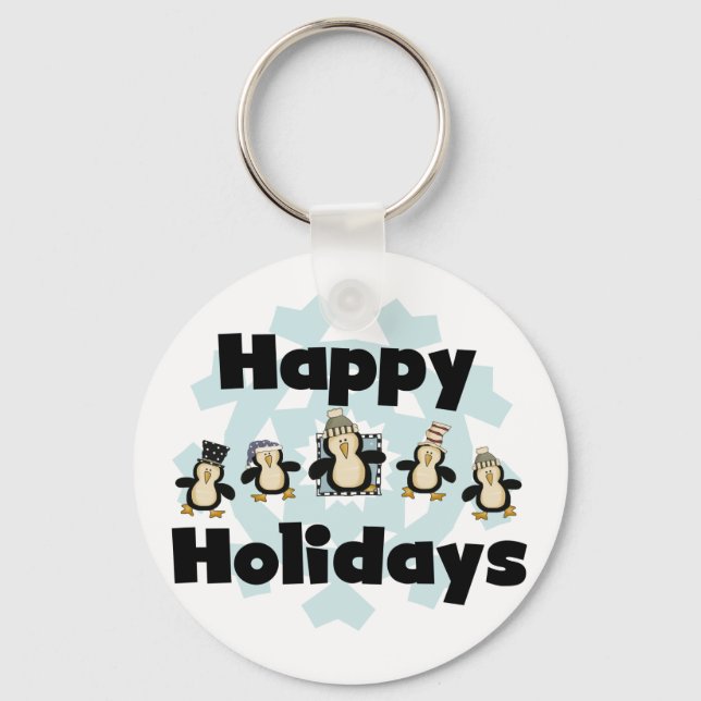 Porte-clés Penguin Happy Holidays Tshirts et cadeaux (Recto)