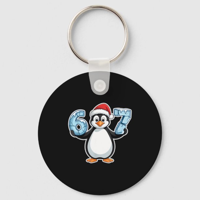 Porte-clés Penguin Santa Hat 67 Icy Numbers Christmas Birthda (Recto)