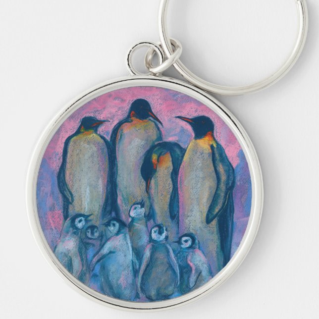 Porte-clés Penguins empereurs, Oiseaux de l'Antarctique Paren (Devant)