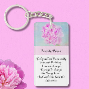 Porte-clés Pensée de sérénité Pivoine rose