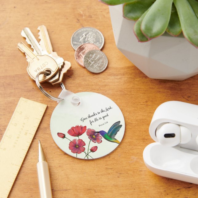 Porte-clés Pensée religieuse de fleurs de vous avec colibri (Bureau)