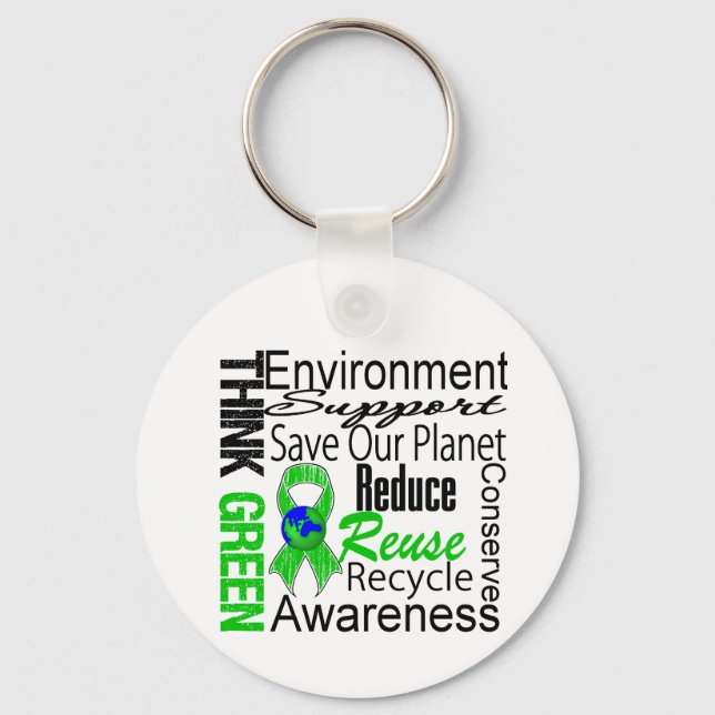 Porte-clés Pensez à l'environnement écologique Collage (Recto)
