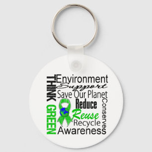 Porte-clés Pensez le collage vert d'environnement