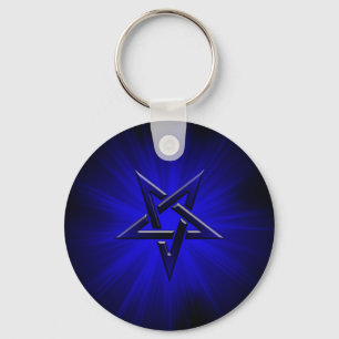 Porte-clés Pentagone étoilé inversé par bleu sinistre