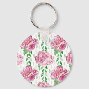 Porte-clés Peonies d'aquarelle rose