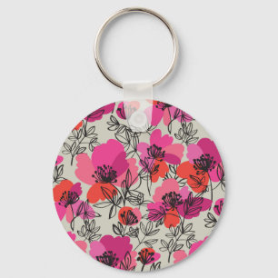Porte-clés Peony Floral Vintage Motif sans joint.