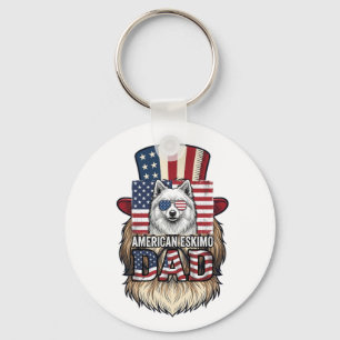 Porte-clés Père Esquimau Américain Patriotique Vintage Chien
