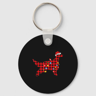 Porte-clés Père Noël à carreaux rouges buffle Setter Irlandai