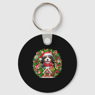 Porte-clés Père Noël Bernedoodle Noël Floral Circle Propriéta