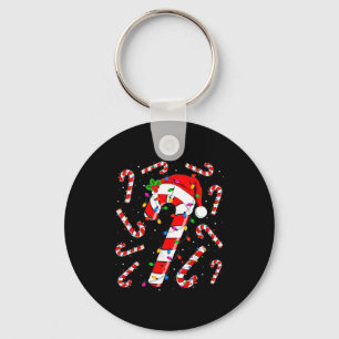 Porte-clés Père Noël Canne à Bonbons Rouge Et Blanc Noël Drôl