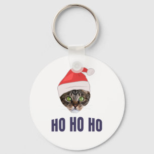 Porte-clés Père Noël Chat avec Santa hat, Ho Ho ho Squa d'inv