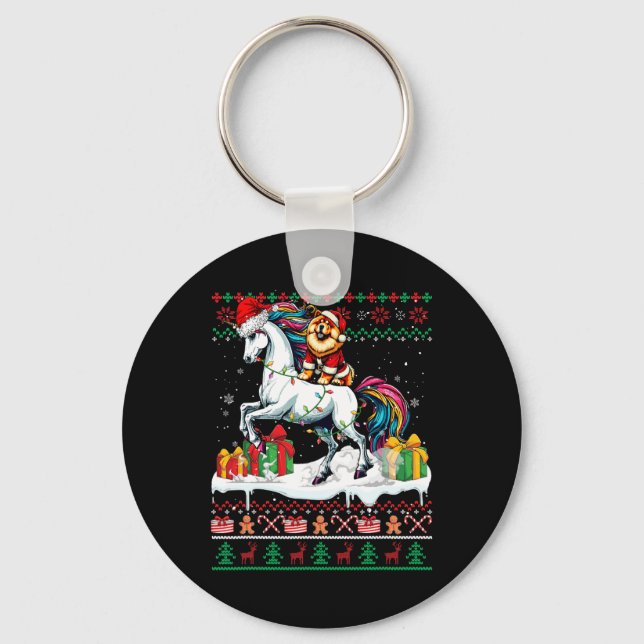 Porte-clés Père Noël Chow Chow Riding Unicorn Sweater L (Recto)