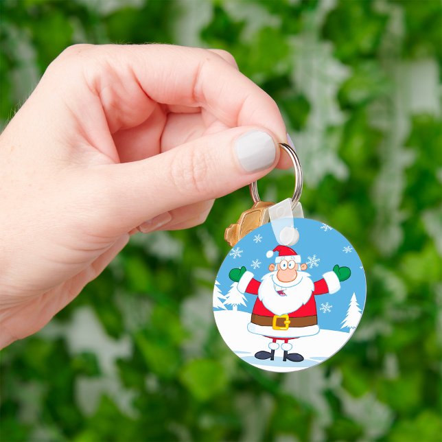 Porte-clés Père Noël dans une scène hivernale enneigée (Créateur téléchargé)