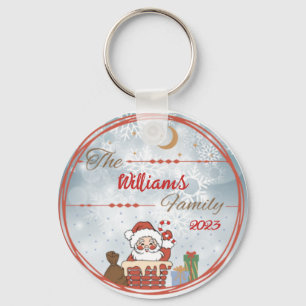 Porte-clés Père Noël de Noël de famille dans le rein