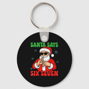 Porte-clés Père Noël de Noël Dit Six Sept Mains Signe Drôle 6