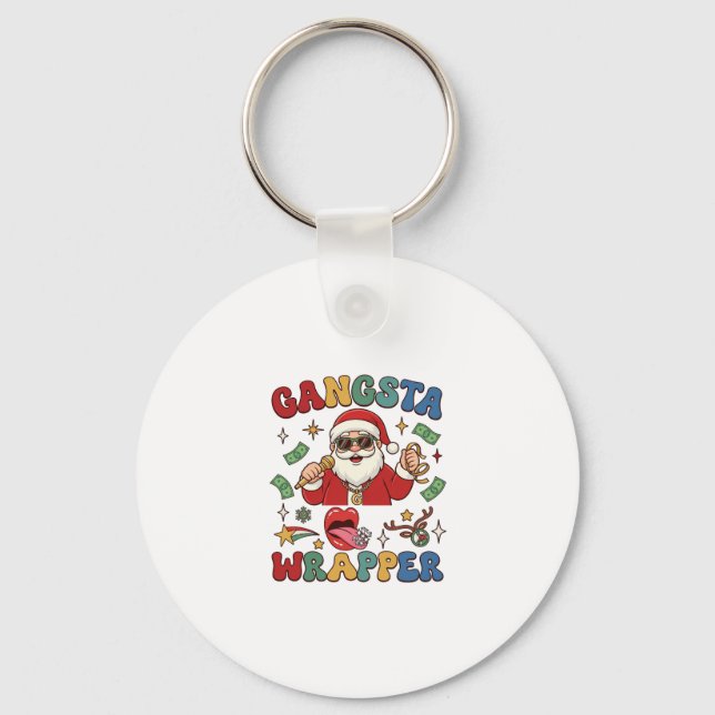 Porte-clés Père Noël de Noël Wrapper Gangsta Microphone Argen (Recto)