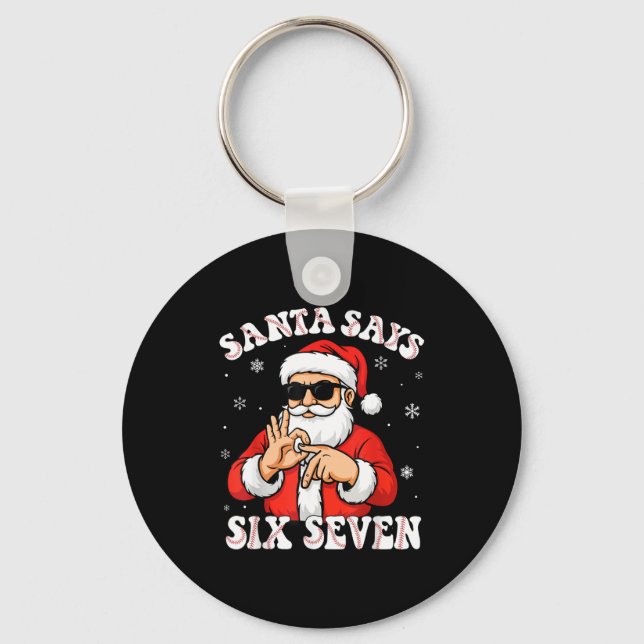 Porte-clés Père Noël dit 6 7 Six Sept Mème Baseball Numéro 67 (Recto)