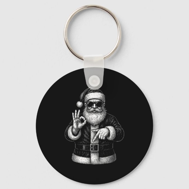 Porte-clés Père Noël drôle 6 7 Création de mème _ Humour de m (Recto)