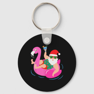 Porte-clés Père Noël drôle de fête à la piscine Lunettes de s