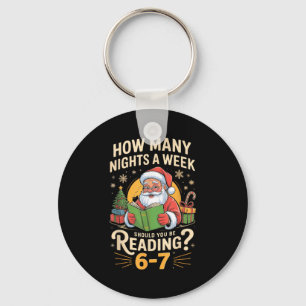 Porte-clés Père Noël drôle lisant 67 Meme Tee Noël Enseignant