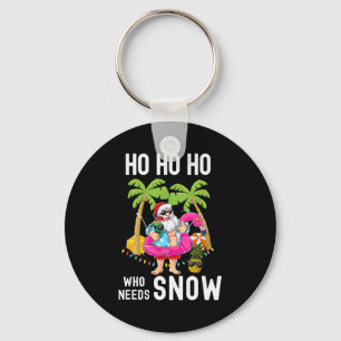 Porte-clés Père Noël du palmier de Noël surfant sur la plage