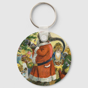 Porte-clés Père Noël Elephant célèbre un Noël animal