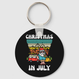 Porte-clés Père Noël en camping-car de Noël en juillet Rétro 