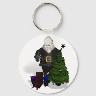 Porte-clés Père Noël En Cuir Noir