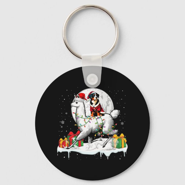 Porte-clés Père Noël Entlebucher Mountain Riding Llama Christ (Recto)