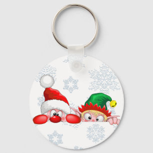Porte-clés Père Noël et Elfe Personnages mignons et drôles qu